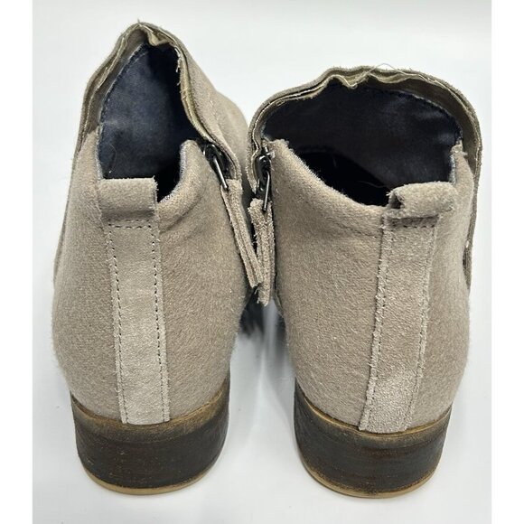 Toms Boots Womens Deia Ankle Bootie Size 8.5 Taupe Suede Leather Wool Side Zip - Picture 4 of 8
